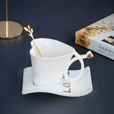 Nordic Coffee Mug Home Light Luxury Hanging Ears Love Ceramic Original Breakfast Cup Set High-value Tumbler Tea Cups Tableware