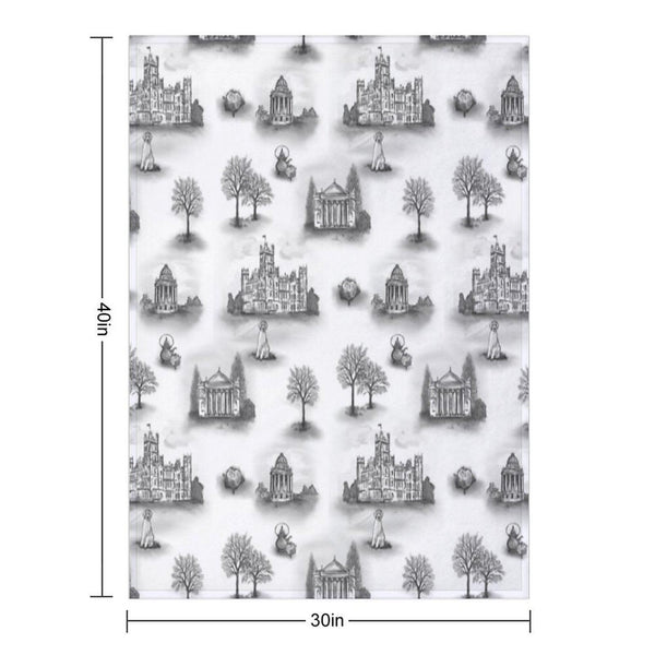 Black And Gray Downton Abbey Toile Throw Blanket