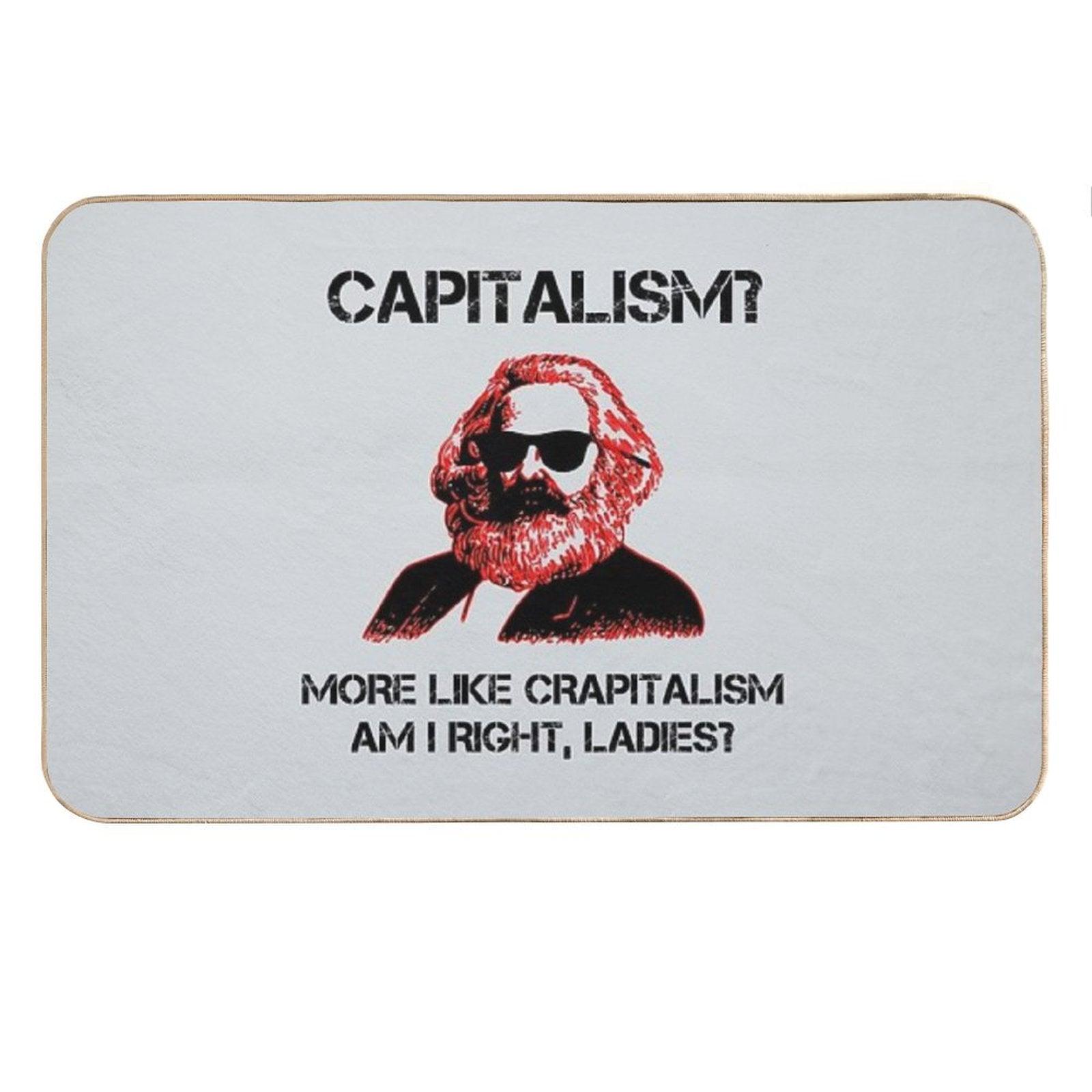 Funny Capitalism Communist T-Shirt Karl Marx Crapitalism Bath Mat
