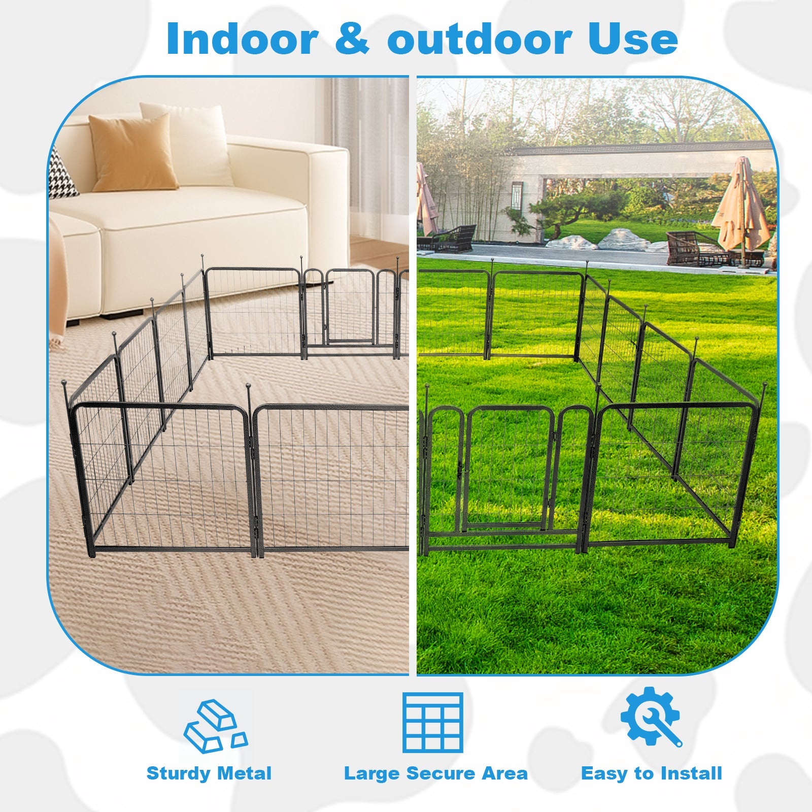 16 Panels Dog Playpen for outdoor,yard,camping,24