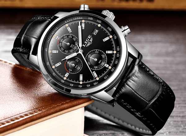 Men's  Waterproof Watch With Chronometers Date Display And Fluorescent Pointers Excellent Look Perfect Gift