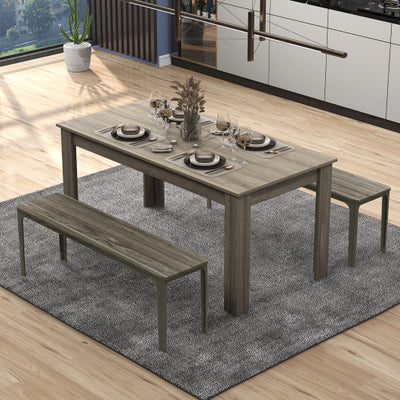 63 Inch Rectangular Modern Dining Kitchen Table-Light Gray