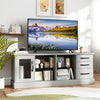 63 Inches Media Console Table with 3 Drawers and 2 Glass Shelves-Gray