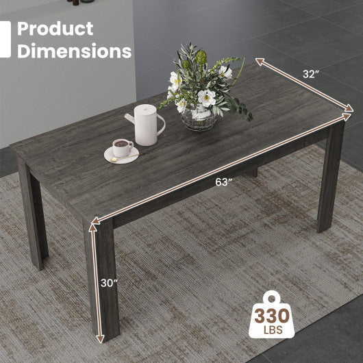 63 Inch Rectangular Modern Dining Kitchen Table-Gray