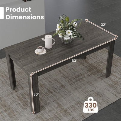 63 Inch Rectangular Modern Dining Kitchen Table-Gray