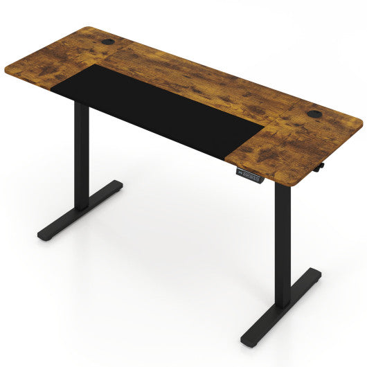 63 x 24 Inch Height Adjustable Sit Stand Computer Desk with 3 Memory Presets-Rustic Brown