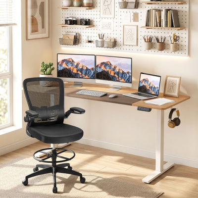63 x 24 Inch Height Adjustable Sit Stand Computer Desk with 3 Memory Presets-Natural