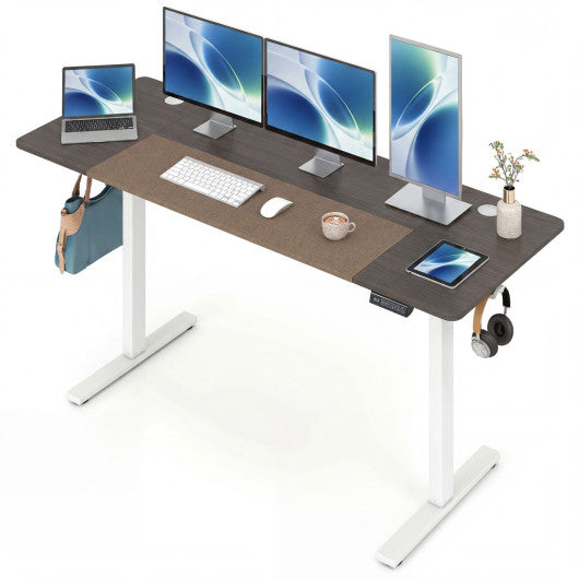 63 x 24 Inch Height Adjustable Sit Stand Computer Desk with 3 Memory Presets-Grey