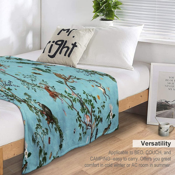 Monkey World Aqua Compact Throw Blanket