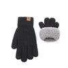 Gloves Outdoor Riding Wind-proof And Cold Protection Fleece-lined Thickened - Black / Average Size