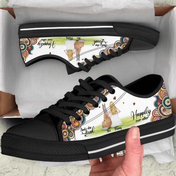 Personalized Horse Mom Sneakers - Girl With Up to 3 Horses - Best Gift For Horse Lover - And She Lived Happily Ever After - 9AGKN2