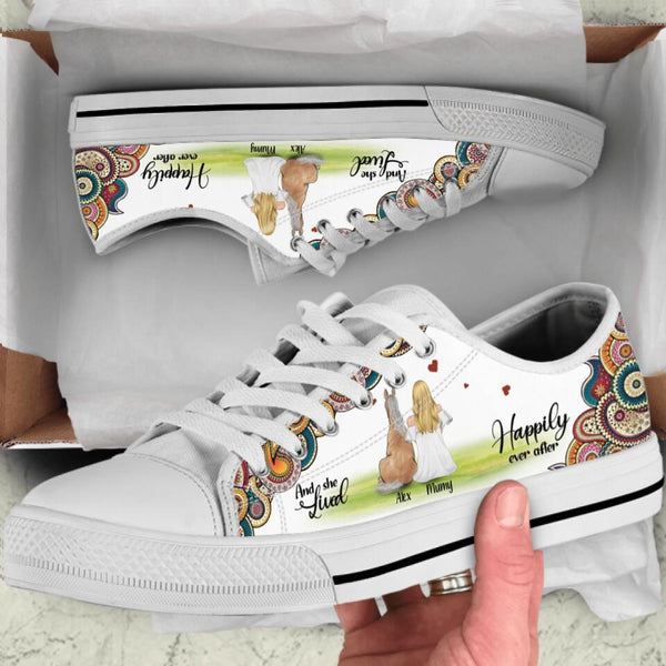 Personalized Horse Mom Sneakers - Girl With Up to 3 Horses - Best Gift For Horse Lover - And She Lived Happily Ever After - 9AGKN2