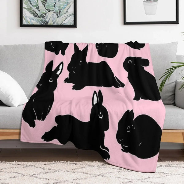 Black Bunny Collection Throw Blanket