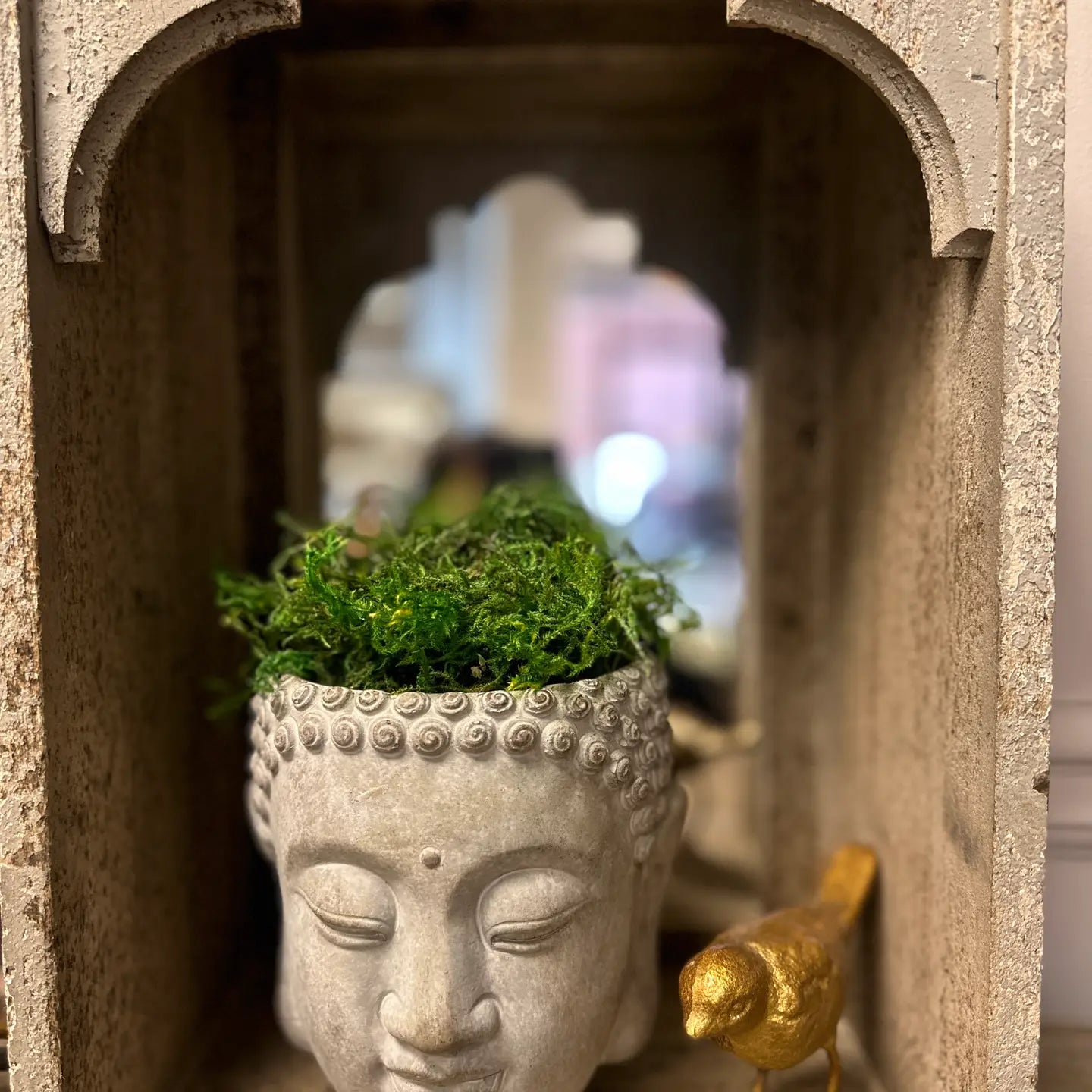 CEMENT WALL MOUNT HANGING BUDDHA PLANTER
