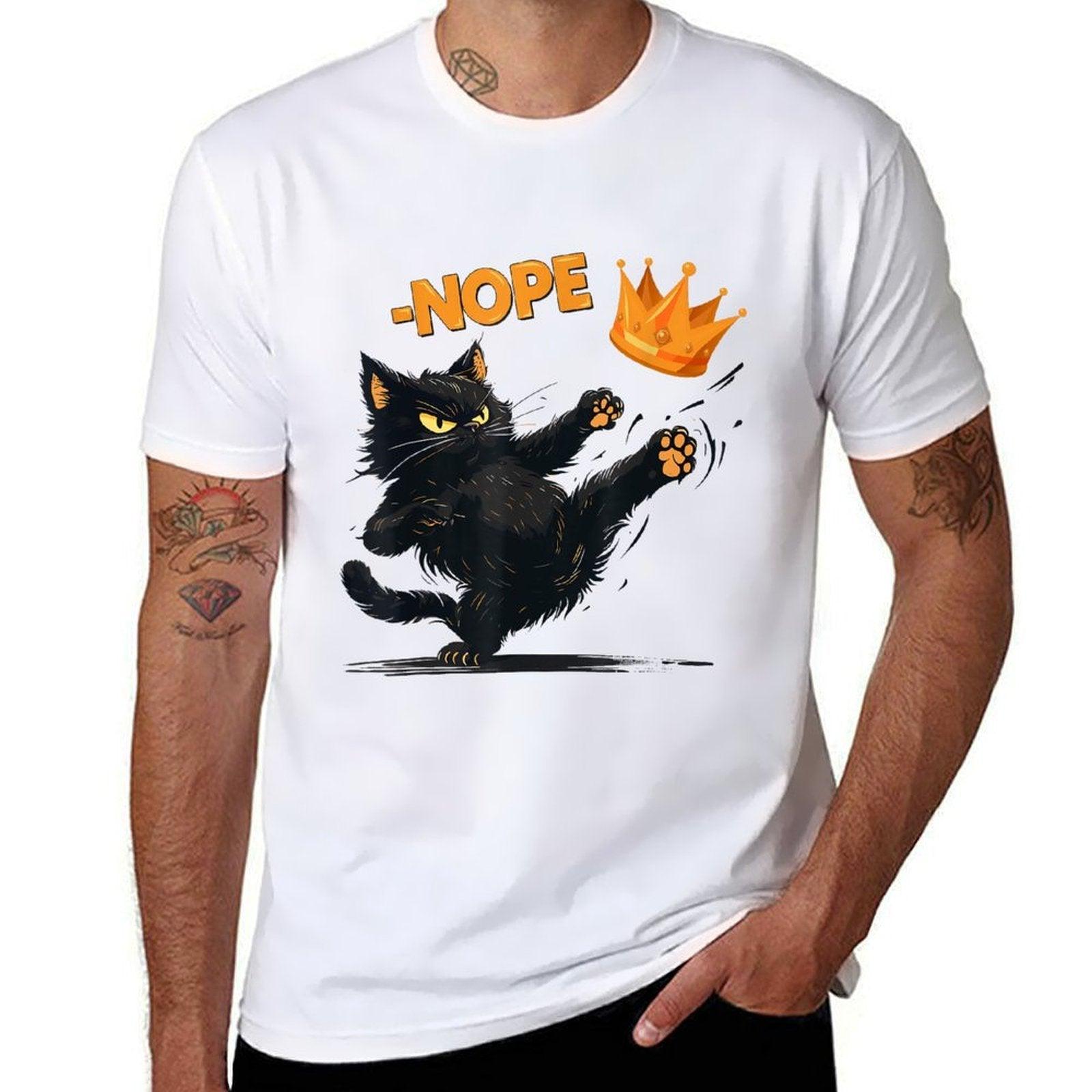 No Kings in America Black Cat  Slim-fit Cut T-Shirt