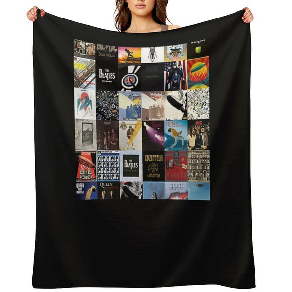 Rock Band Posters Collage Classic T-Shirt Lightweight Throw Blanket