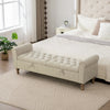 65.75" Wide Modern Upholstered Storage Bench With Double Lids