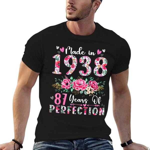 87 Year Old Made In 1938 Floral 87th Birthday Women T-Shirt