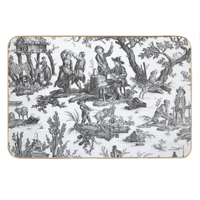 Black And White Toile De Jouy Bath Mat