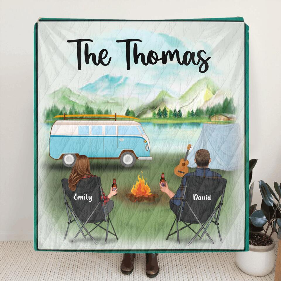 Personalized Camping Blanket - Gift For The Whole Family, Camping Lovers - Couple With Up To 6 Pets/6 Kids- Family's Name - Q3VZTZ