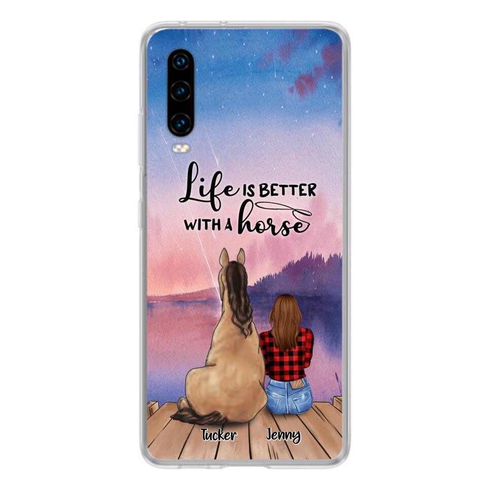 Personalized Horse/Dog Mom Phone Case For Huawei, Xiaomi and Oppo - Up to 2 Horses and 3 Dogs - Life is better with a horse - 9AGKN2