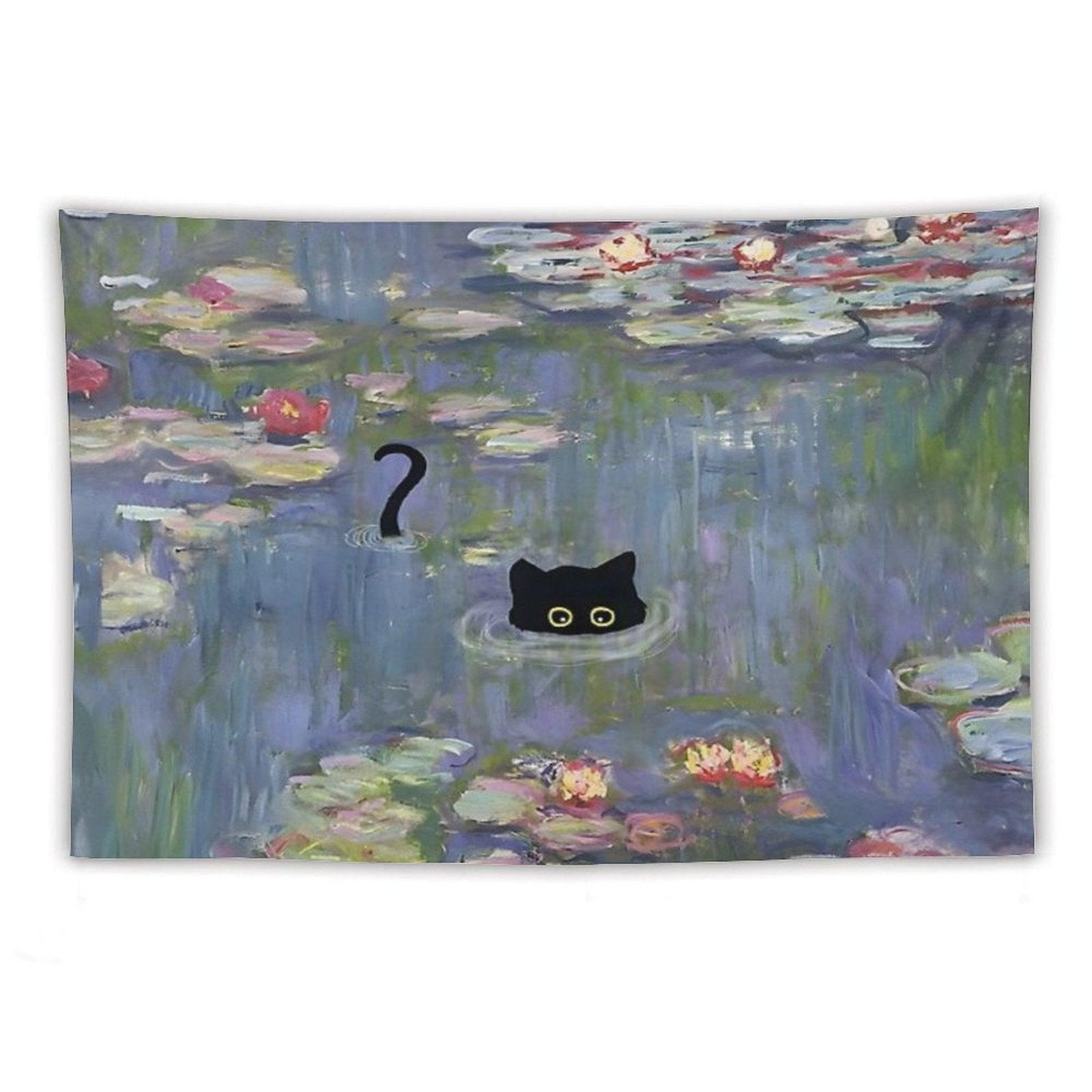 Cat Monet Waterlily Tapestry