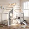 Twin House Bed with Slide, Ball Light Strip, Gray - Gray