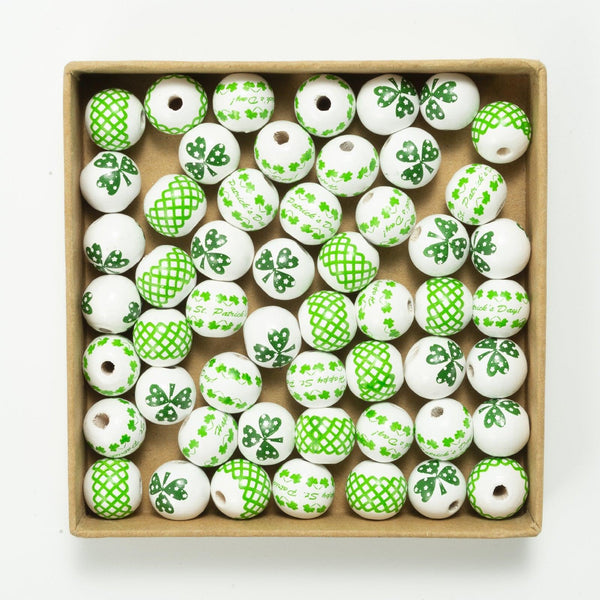 10pcs Irish Festival St. Patrick's Day Colorful Wooden Beads DIY Accessories