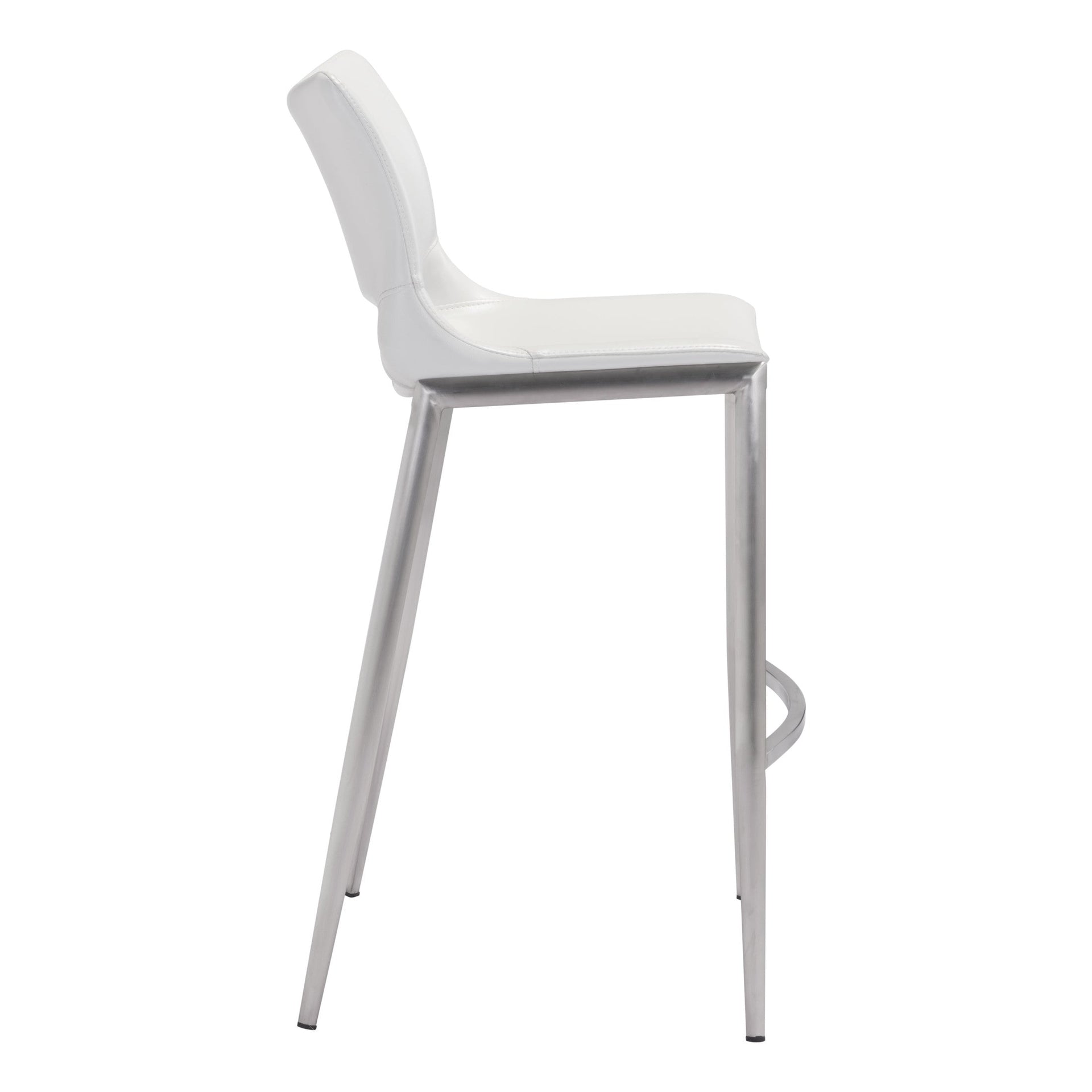Ace Barstool (Set of 2) White & Silver