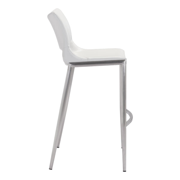 Ace Barstool (Set of 2) White & Silver