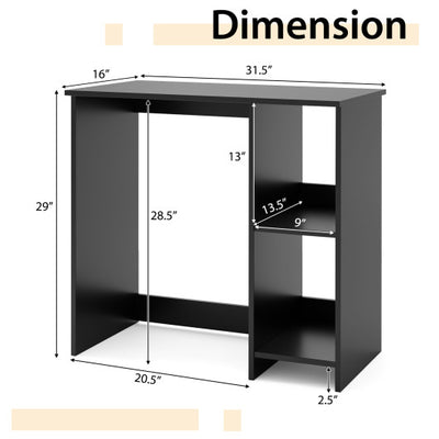 31.5 Inch  Modern Home Office Desk with 2 Compartments-Black
