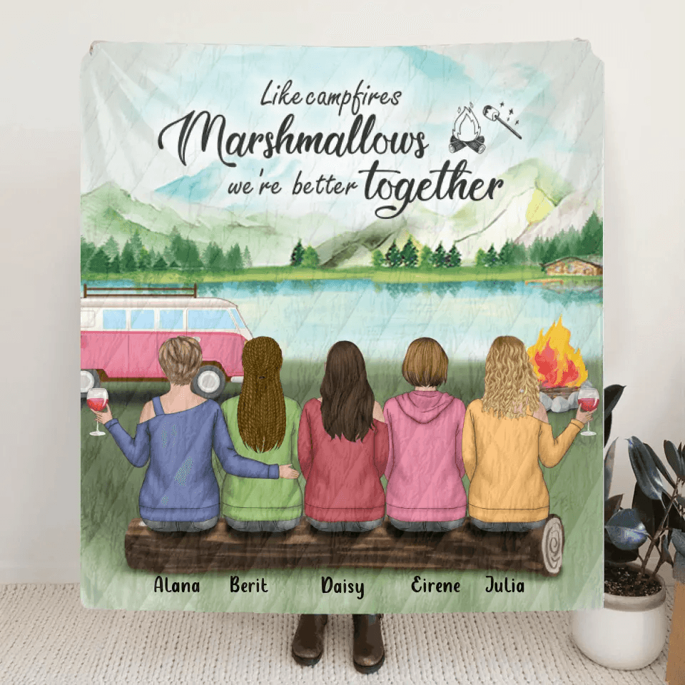 Personalized Camping Quilt/Fleece Blanket - Best Gift For Camping Lovers, Friends - We Are More Than Just Camping Friends