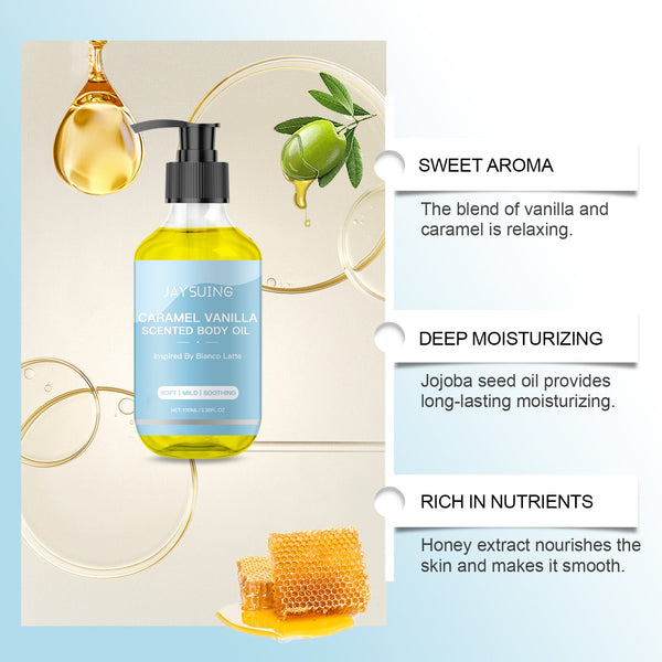Caramel Vanilla Body Oil, Moisturizing And Moisturizing Body And Skin Massage Oil