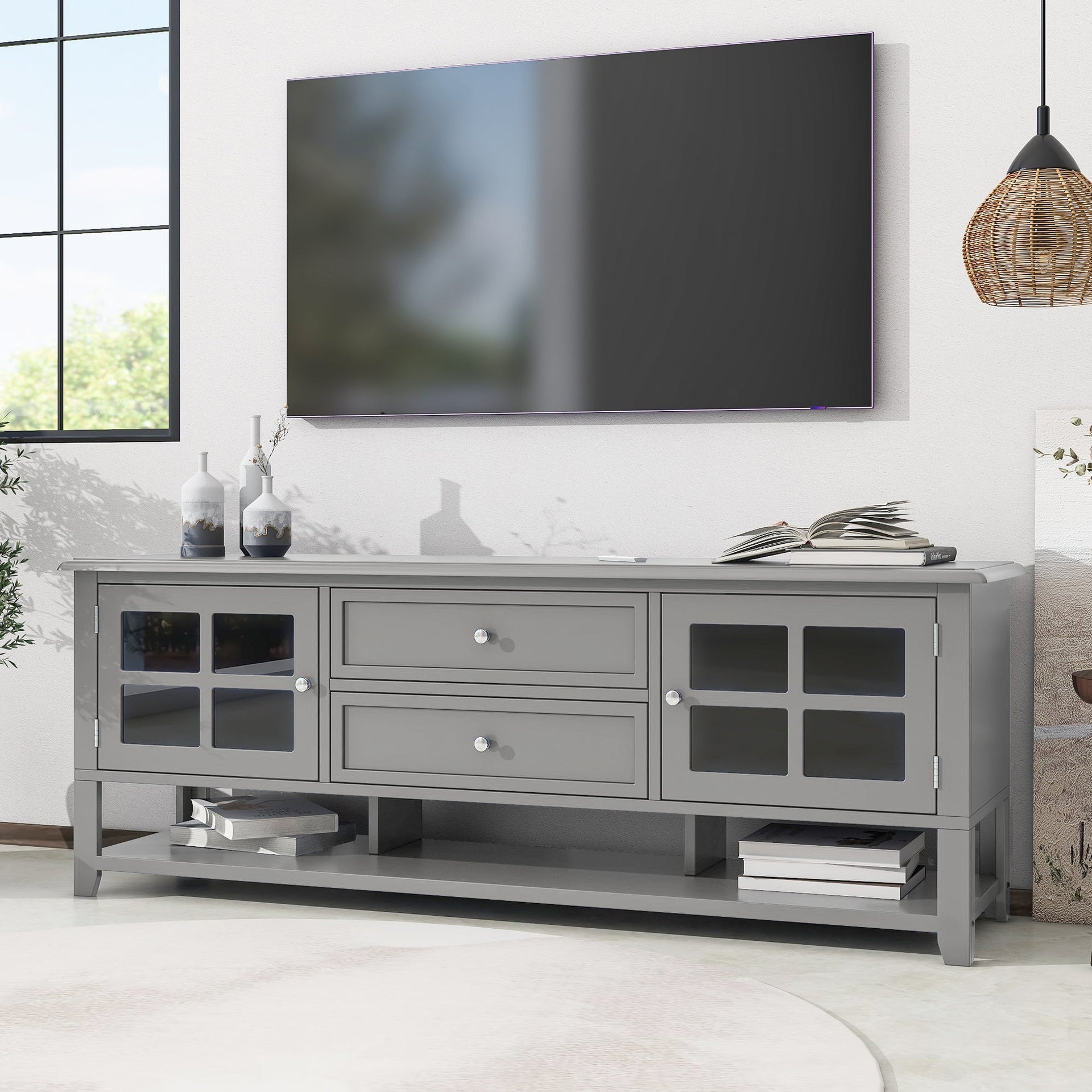 TV Stand Entertainment Center with Multifunctional Storage and Modern Design