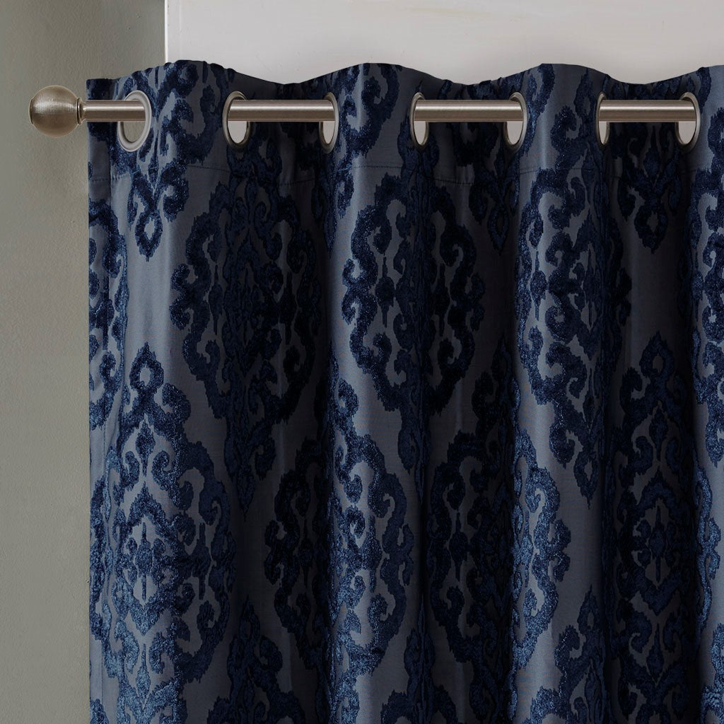 Mirage Knitted Jacquard Damask Total Blackout Grommet Top Curtain Panel by SunSmart