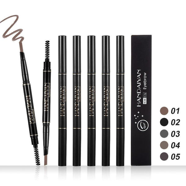 HANDAIYAN 5 Colors Automatic Rotating Eyebrow Pencil Double-ended Waterproof Triangle Eyebrow Pencil