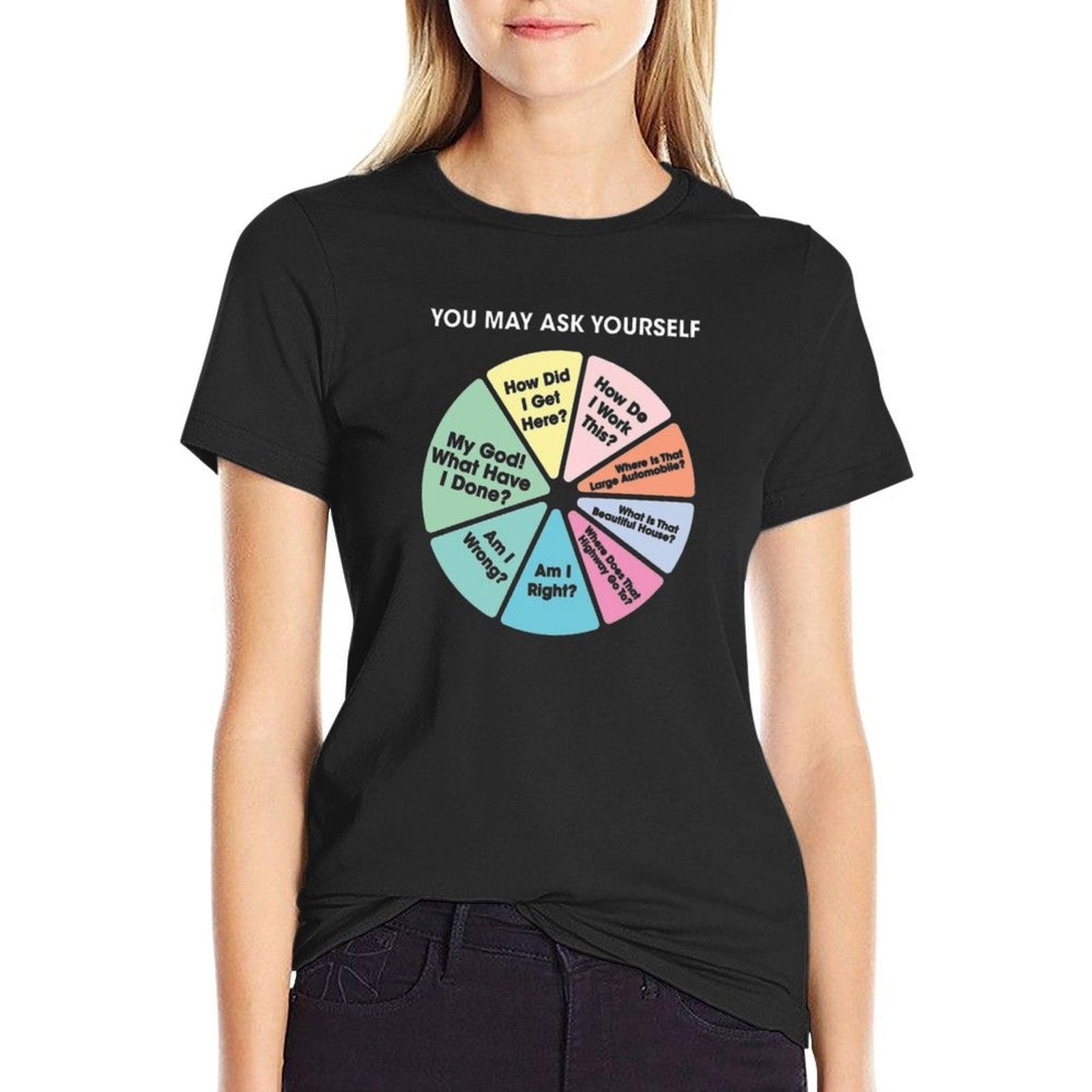 80's Music Retro Lyrics - You May Ask Yourself Pie Chart  Wrinkle-resistant T-Shirt