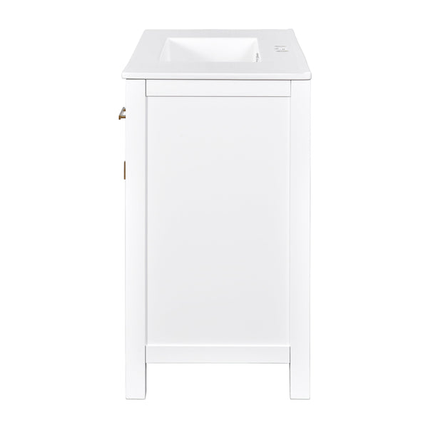 Modern Freestanding Bathroom Vanity Set with Drawers & Storage Cabinet, Solid Wood Frame