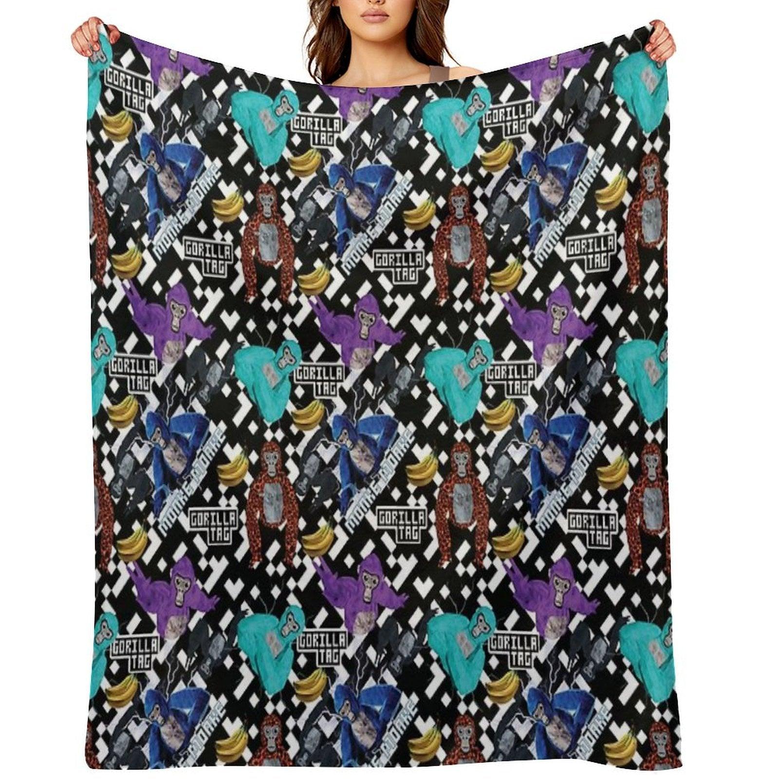 Gorilla Tag VR Gamer Merch Pixel Monke Throw Blanket
