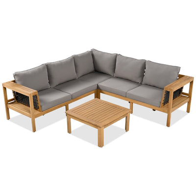 4 Pieces Outdoor Acacia Wood Sofa Set
