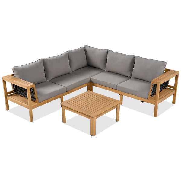 4 Pieces Outdoor Acacia Wood Sofa Set
