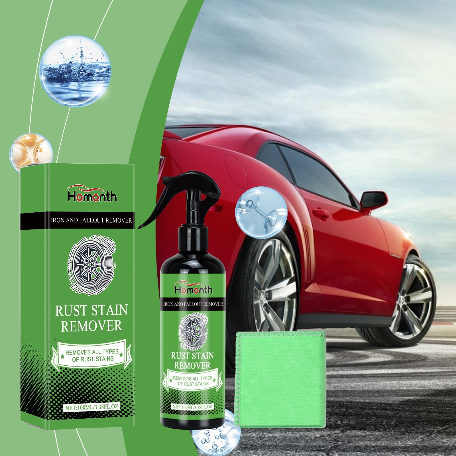 Wheel Hub Rust Removal Spray Car Wheel Cleaning Decontamination Rust Renovation Polishing Maintenance