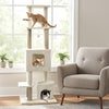 64 Inch Tall Cat Tree with 2 Large Condos and Jute Scratching Posts for Indoor Adult Cats-Beige