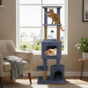 64 Inch Tall Cat Tree with 2 Large Condos and Jute Scratching Posts for Indoor Adult Cats-Dark Grey