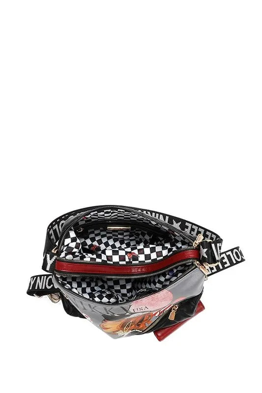 Nicole Lee USA Convertible Adjustable Strap Backpack Bag Berry Charmz