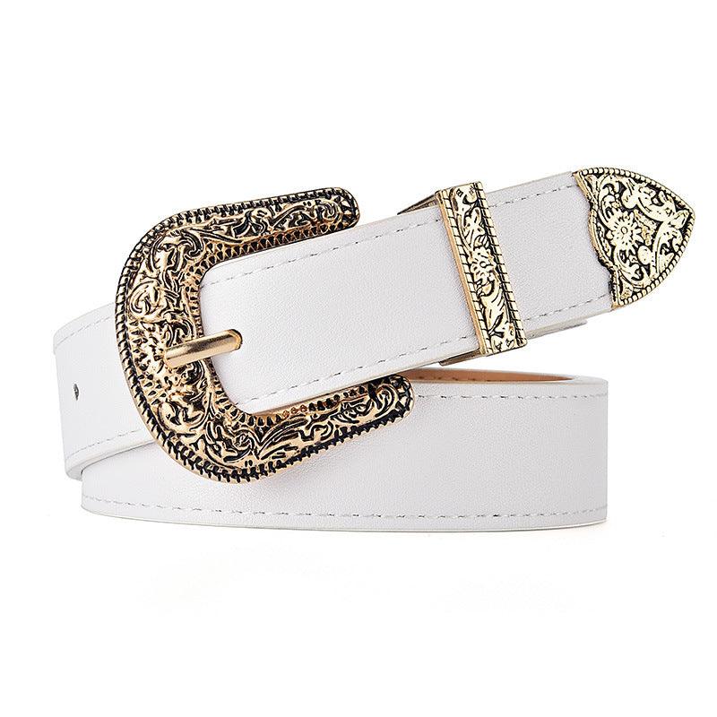 Fashion Retro All-match Carved Buckle European And American Belt