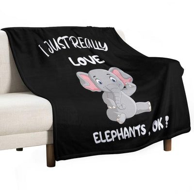 I Just Really Love Elephants , Ok Wrinkle-free Throw Blanket