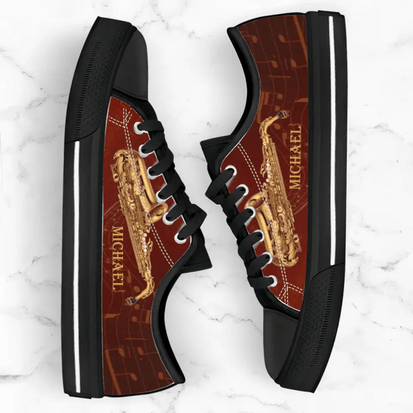 Personalized Saxophone Low Top Sneakers - Best Gift For Saxophone Lovers and Friends