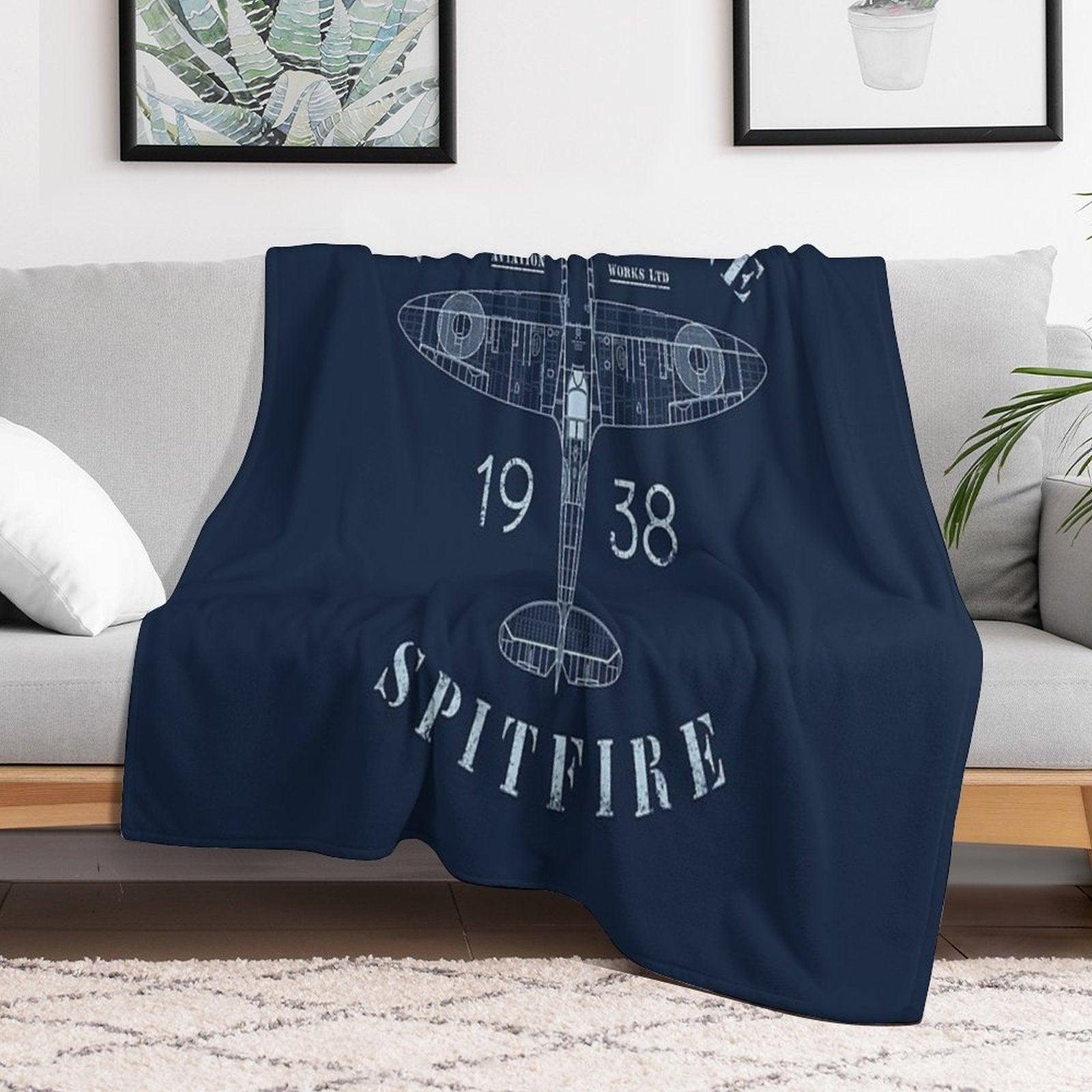 Spitfire Blueprint Throw Blanket
