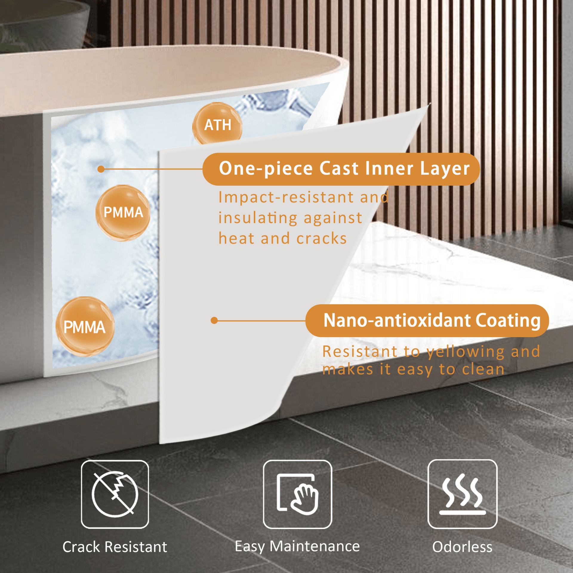 Virella 65-Inch Luxury Freestanding Soaking Bathtub With Overflow And Pop-Up Drain (SAK69451)